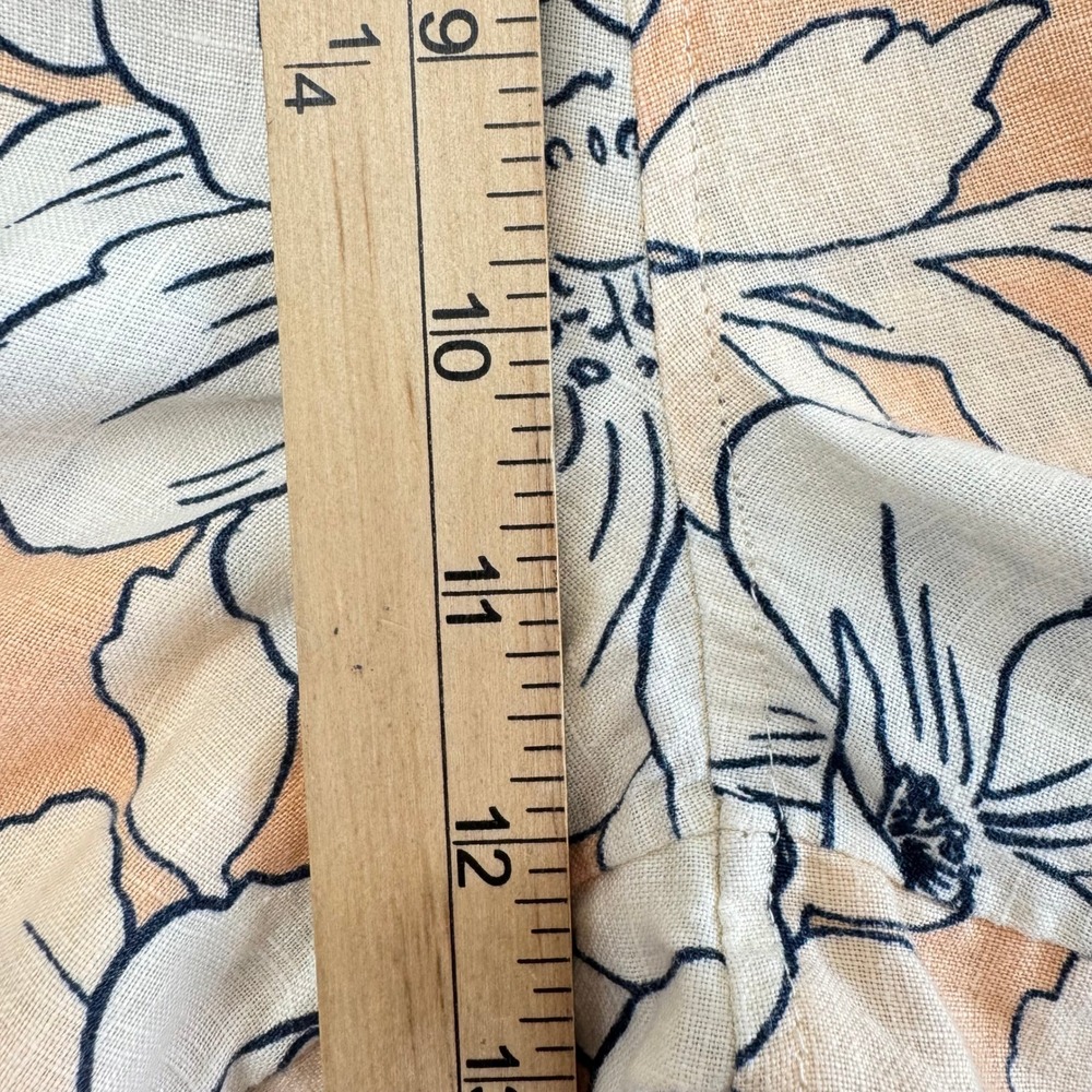 Rachel Zoe 100% Linen Wide Leg Pants Womens Small Peach Floral Pull On Pockets - Picture 7 of 14